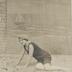 "Denise" femme en maillot de bain, devant un décor peint